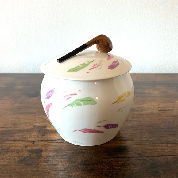 VINTAGE Raynaud Limoges 🇫🇷 Porcelain Dure Cigar and Feather Jar *RARE* - Picture 2 of 10